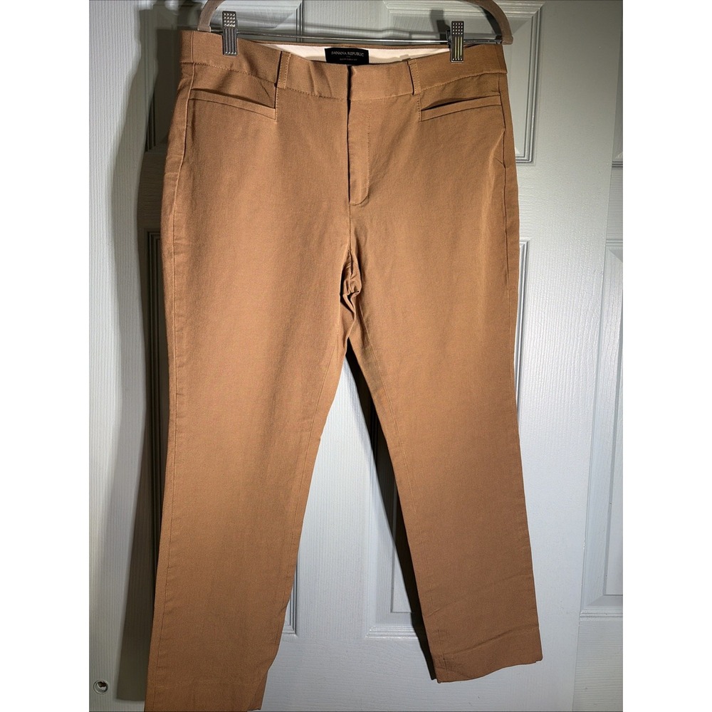 Banana Republic Womens Sloan Curvy Fit Pants Sz 12 Camel Brown Tapered Ankle.